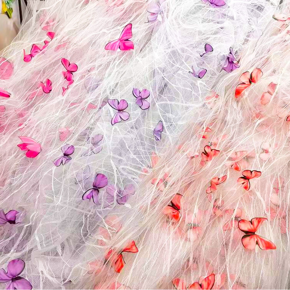 1Yard 3D Vivid Butterflies Lac - огляд і ціна Sewing Embroidery Fabric