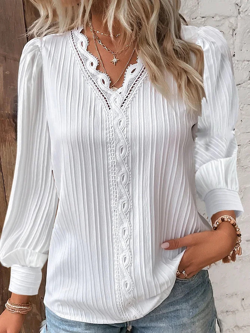 Women's White Blouses Lace Sti - огляд і ціна Sewing V
