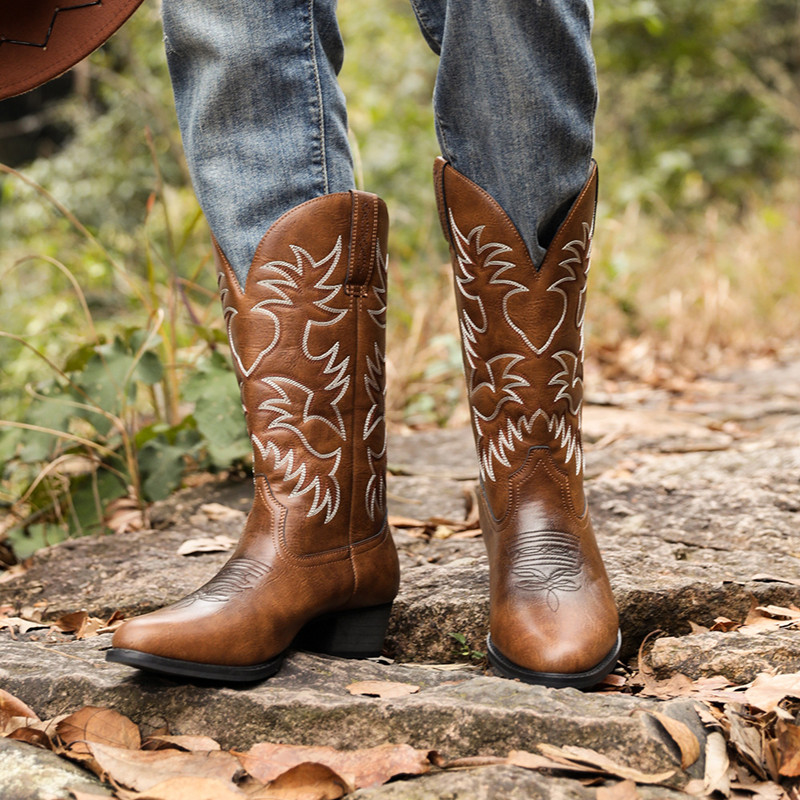New Men Handmade Cowboy Boots  - огляд і ціна Sewing Embroidery Fabric