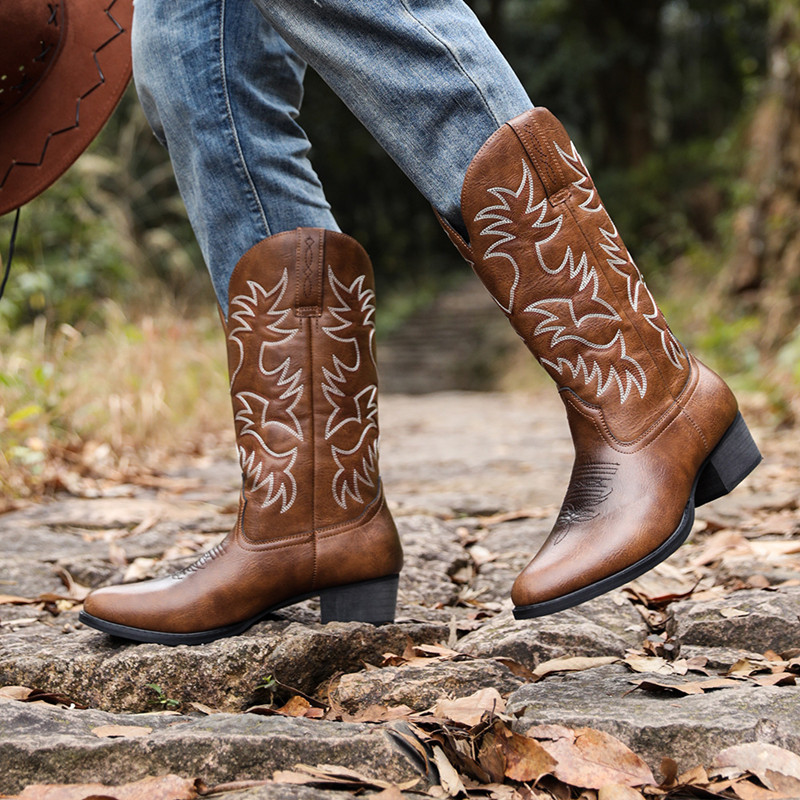 New Men Handmade Cowboy Boots  - огляд і ціна Sewing Embroidery Fabric